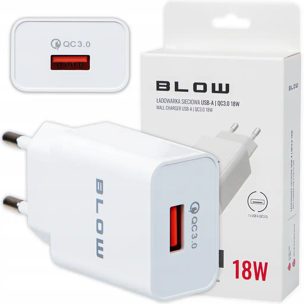 Adaptér BlowSB01 - Nabíjačka USB, QC 3.0, 18W - biela